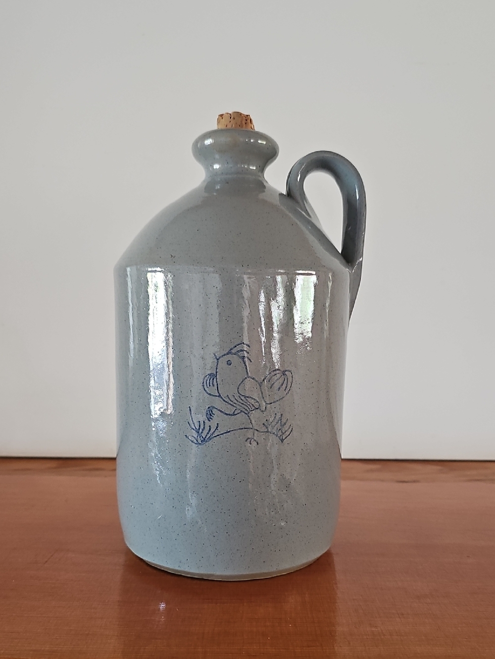 Vintage Moira Salt Glazed Farmhouse Jug with Blue Bird Motif